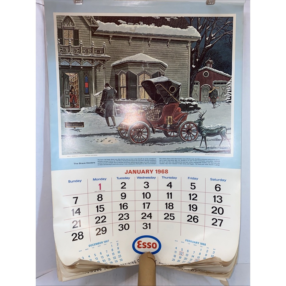 1968 Esso Calendar Advertising HUMBLE OIL REFINING Company Original Package Vtg